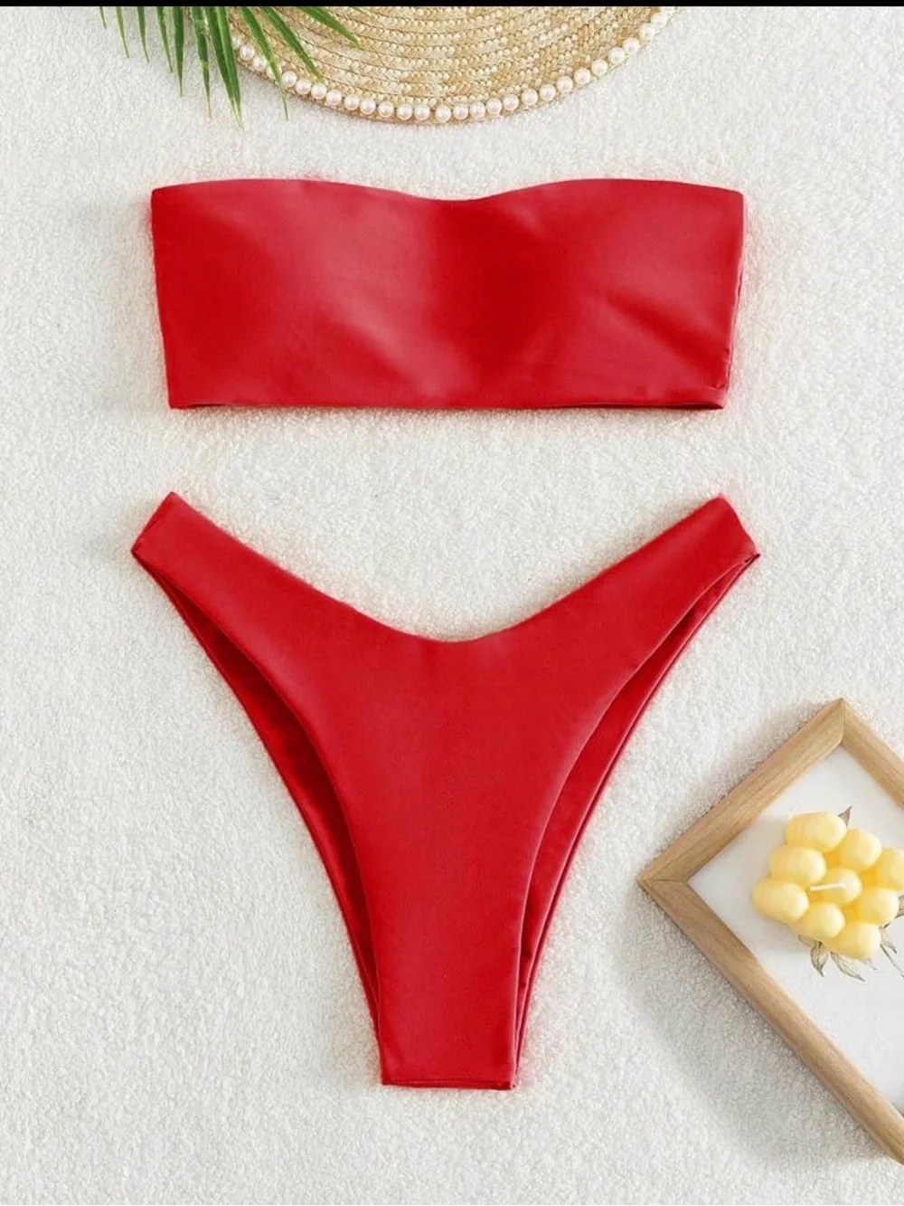 SHEIN Swim 2pcs/Set Women's Solid Color Bandeau Sexy Bikini Swimming Suit Sz-M